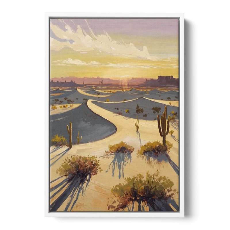 Bisbee Desert Sunrise Front - White Canvas Wall Art