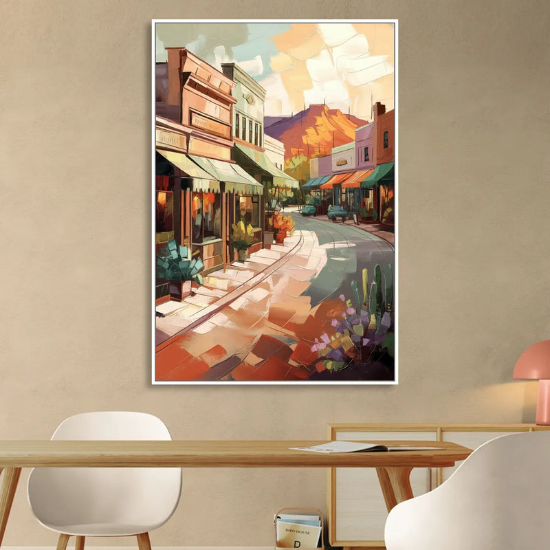 Bisbee Historic Streetscape Sitting Room - White Canvas Wall Art