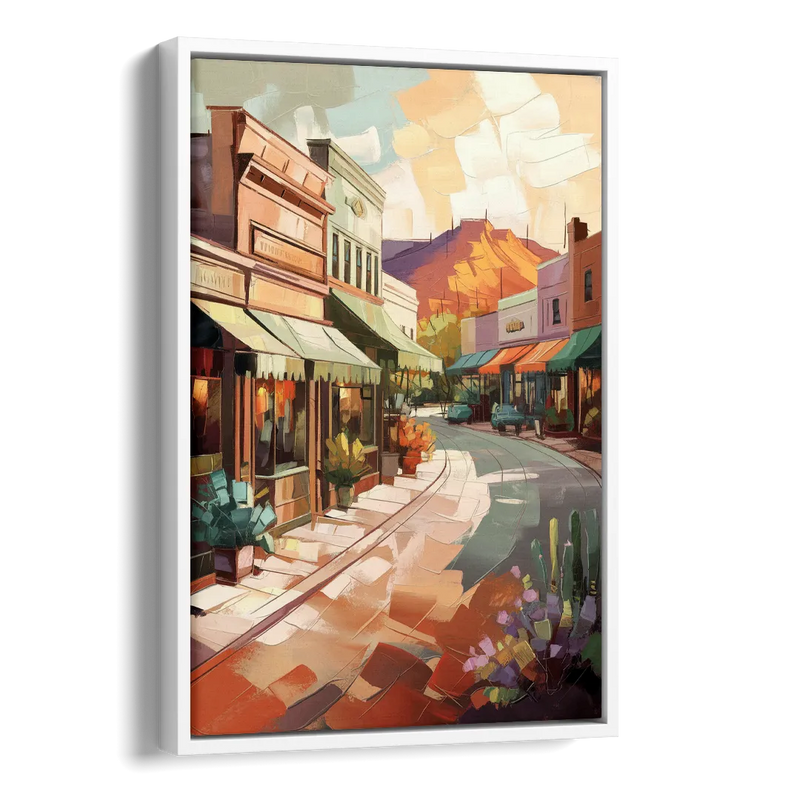 Bisbee Historic Streetscape Side - White Canvas Wall Art