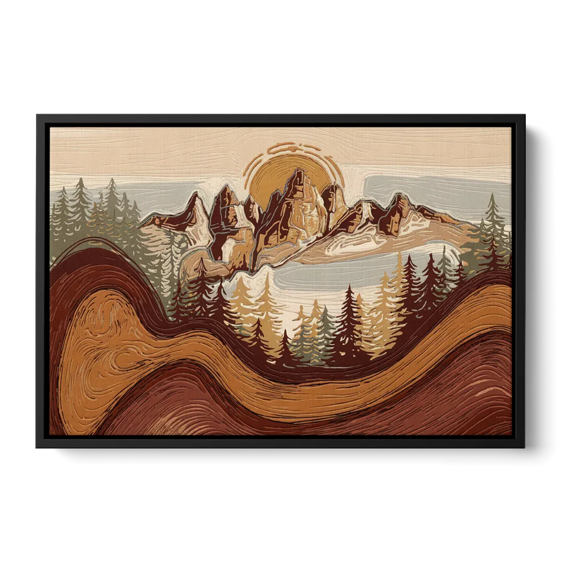 Bisbee Rustic Mountain Scene Front - Black Canvas Wall Art