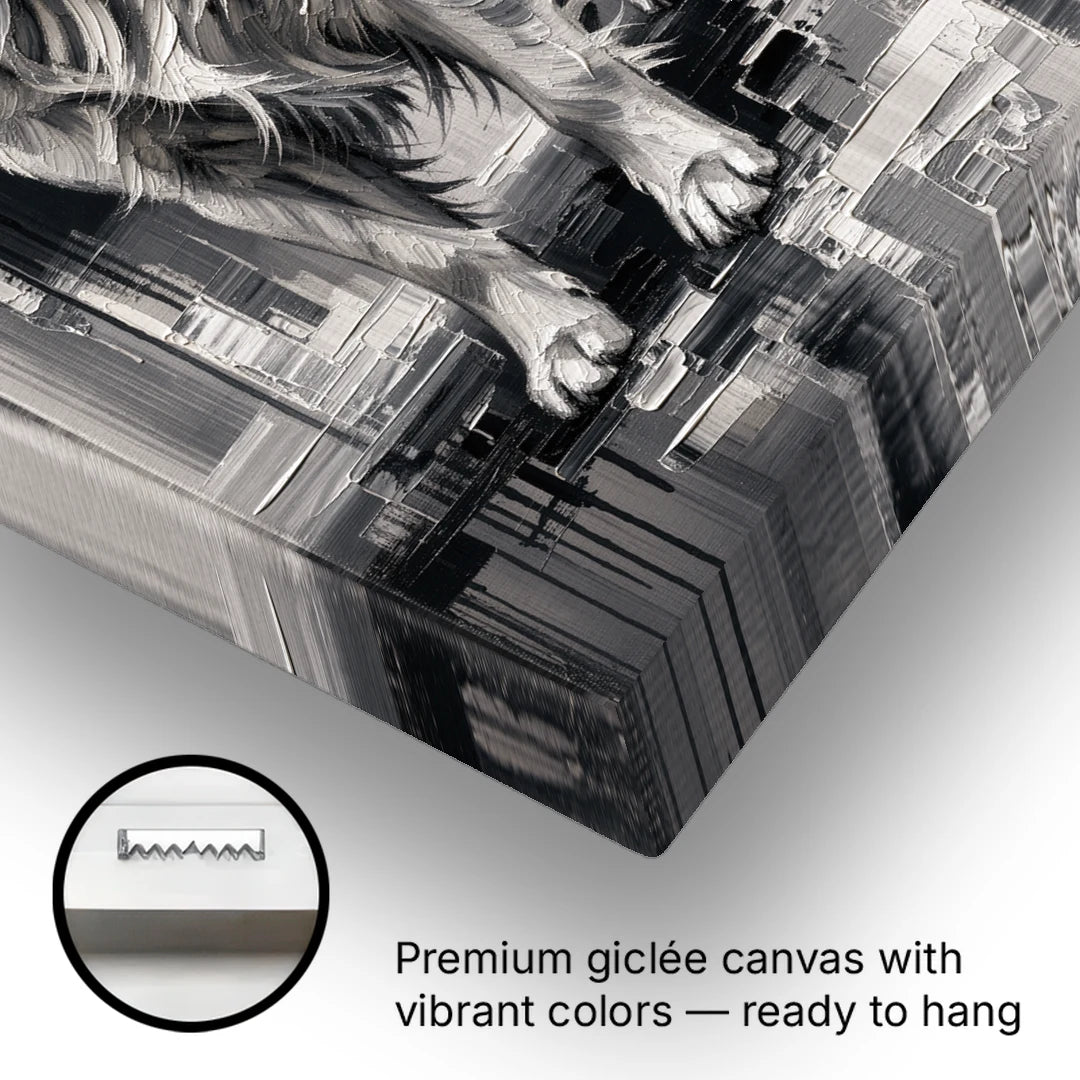 Black and White Golden Retriever Portrait - Canvas Wall Art - Gallery Wrap Corner