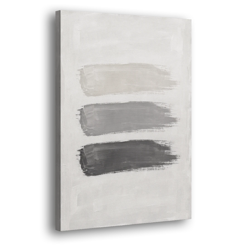 Black and White Stacked Brush Stroke Trio - Canvas Wall Art
