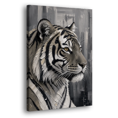 Black and White Tiger Canvas With Gold Eye - Canvas Wall Art
