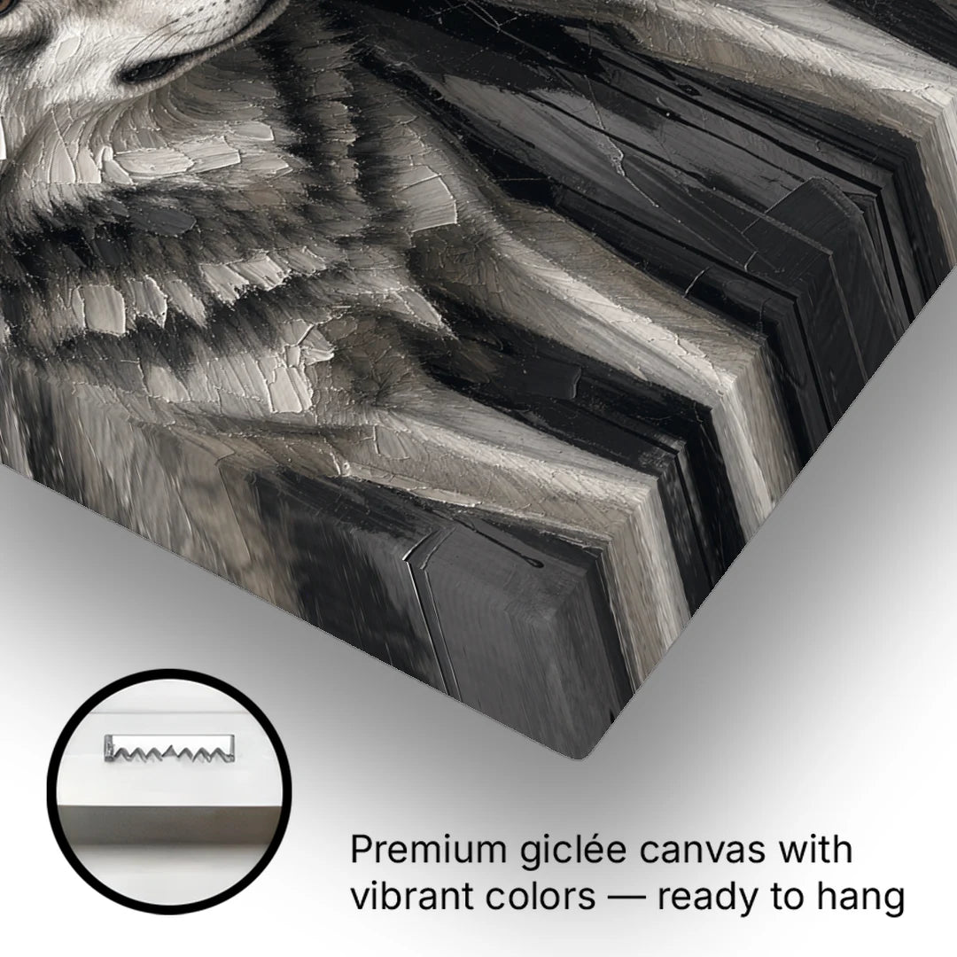 Black and White Wolf Canvas Cheek to Cheek - Canvas Wall Art - Gallery Wrap Corner