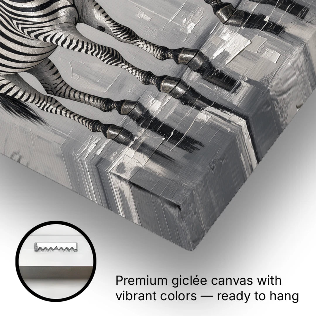 Black and White Zebra Grooming Pair - Canvas Wall Art - Gallery Wrap Corner