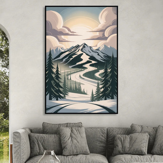 Blackcomb Mountain View Living Room - Black Canvas Wall Art