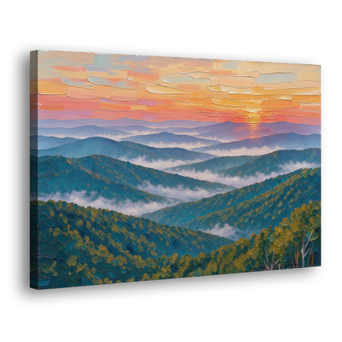 Blue Ridge Mountains Painting at Sunrise - Canvas Wall Art