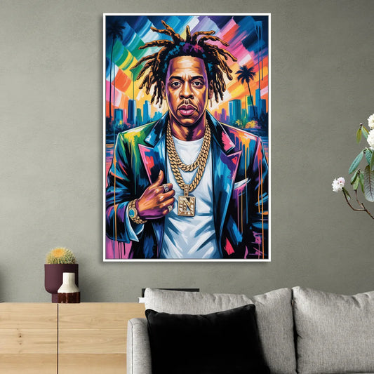 Blueprint Living Room - White Canvas Wall Art