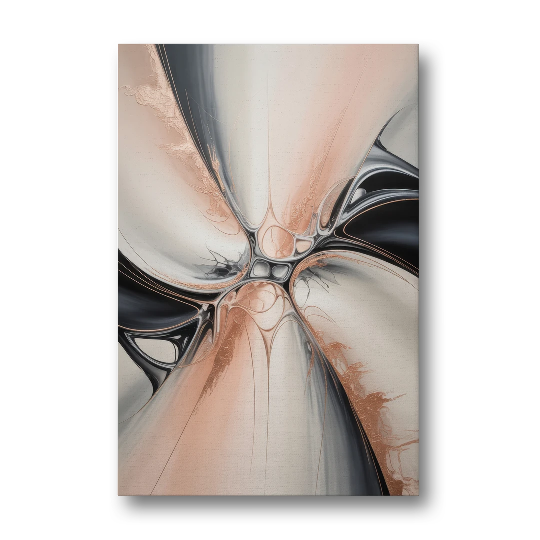 Blush Metallic Symphony Pink and Grey Abstract - Canvas Wall Art - Front