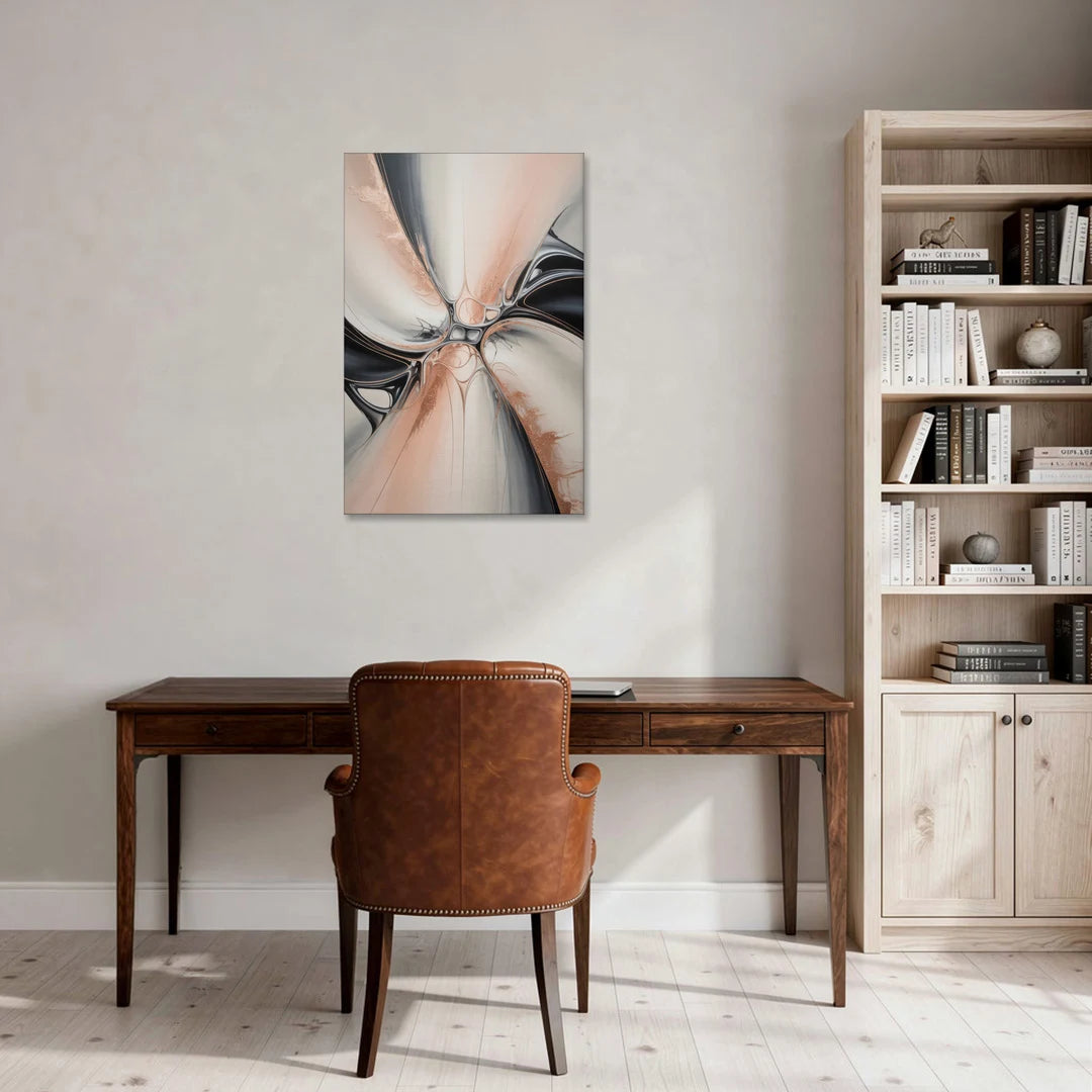 Blush Metallic Symphony Pink and Grey Abstract - Canvas Wall Art - Office - 24x36