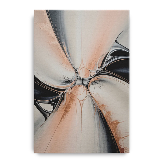Blush Metallic Symphony Pink and Grey Abstract - Canvas Wall Art