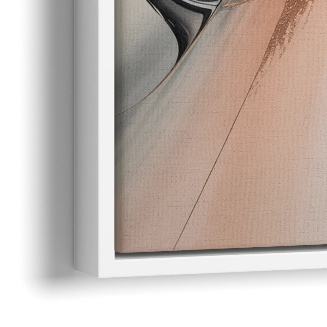 Blush Metallic Symphony Pink and Grey Abstract - Close-Up White Frame Canvas