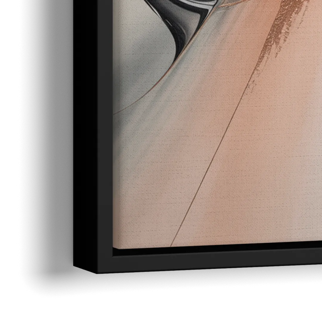 Blush Metallic Symphony Pink and Grey Abstract - Close-Up Black Frame Canvas