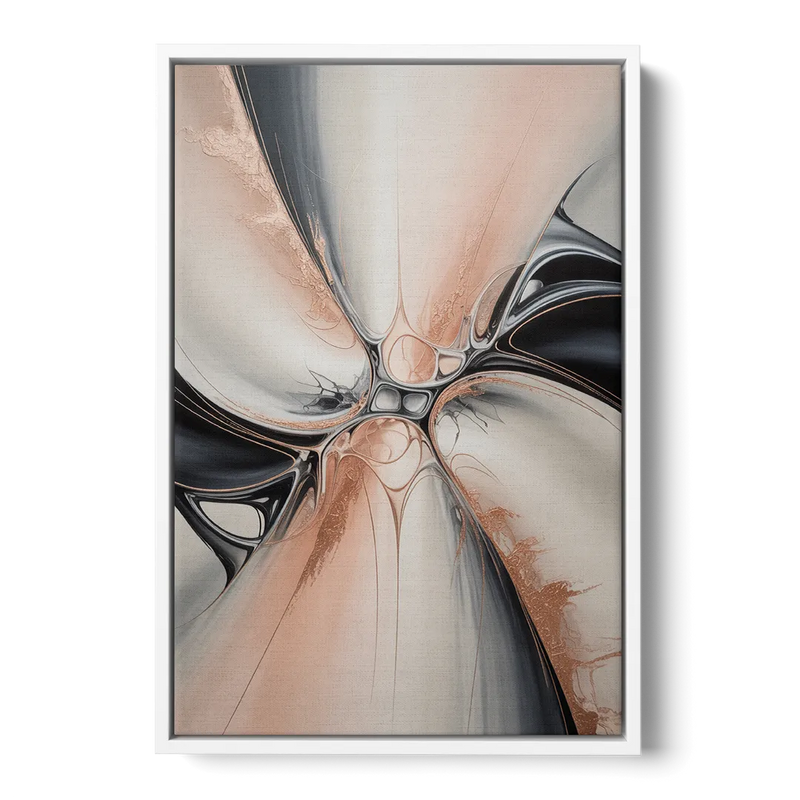 Blush Metallic Symphony Pink and Grey Abstract Front - White Canvas Wall Art