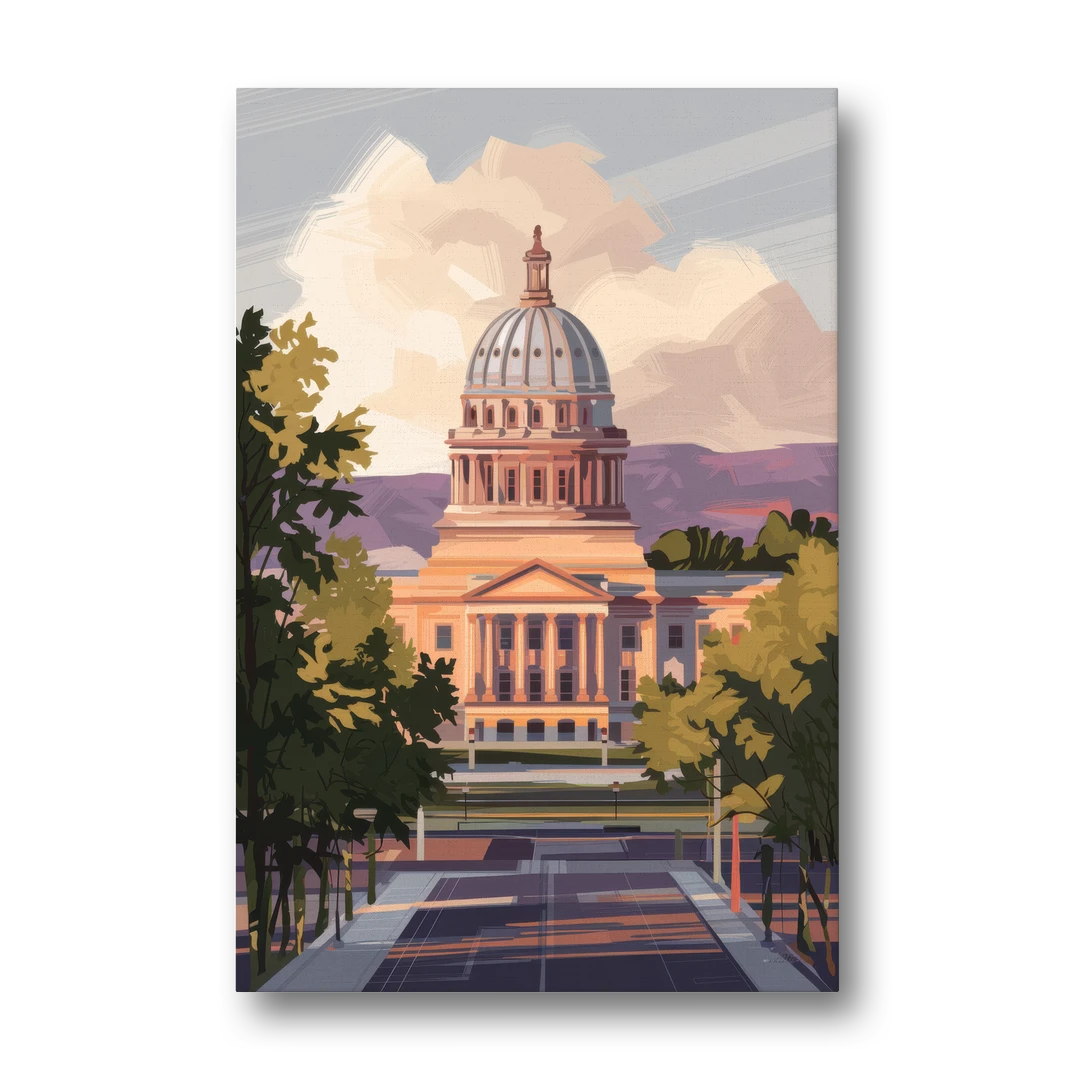 Boise Capitol Building View - Canvas Wall Art - Front