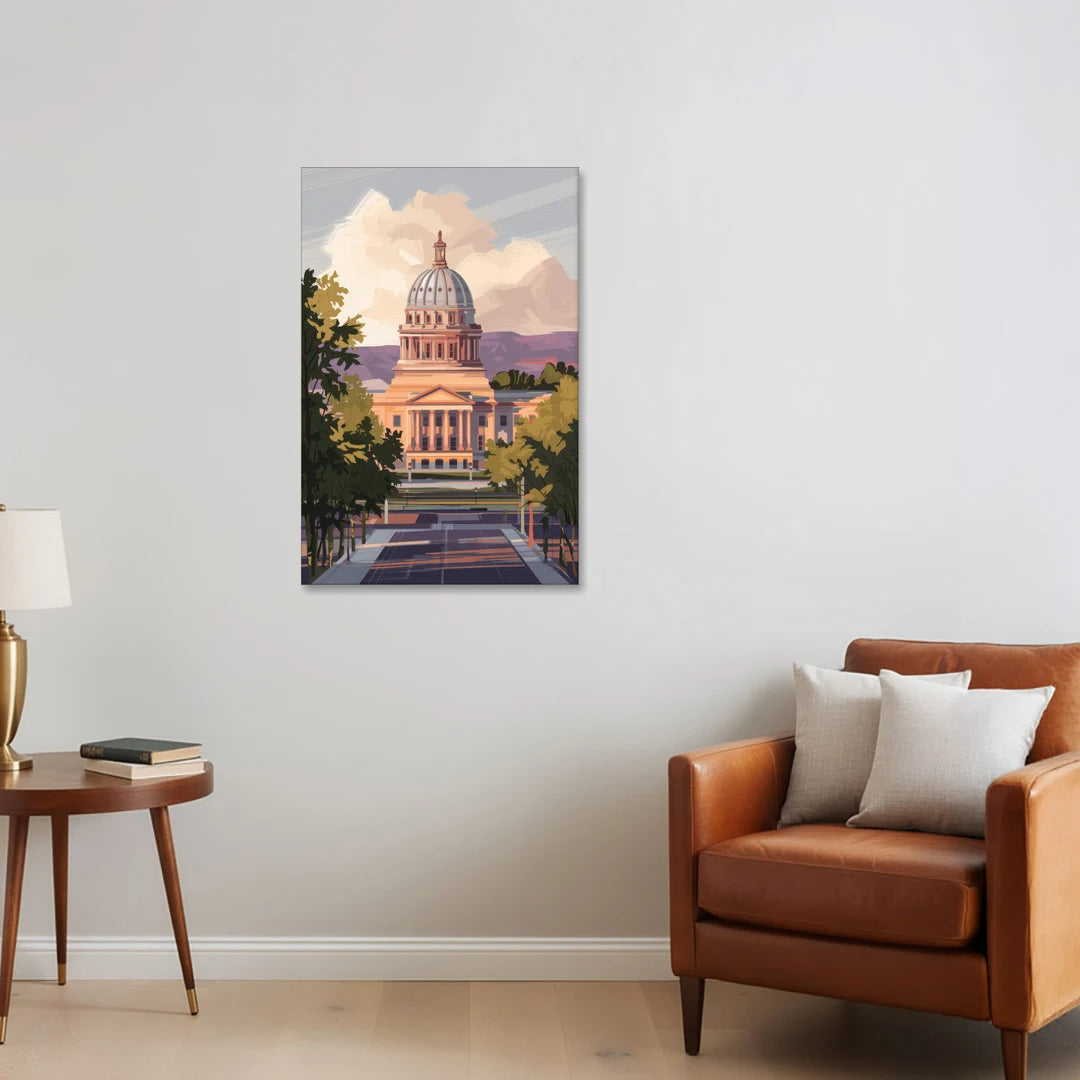 Boise Capitol Building View - Canvas Wall Art - Sofa - 24x36