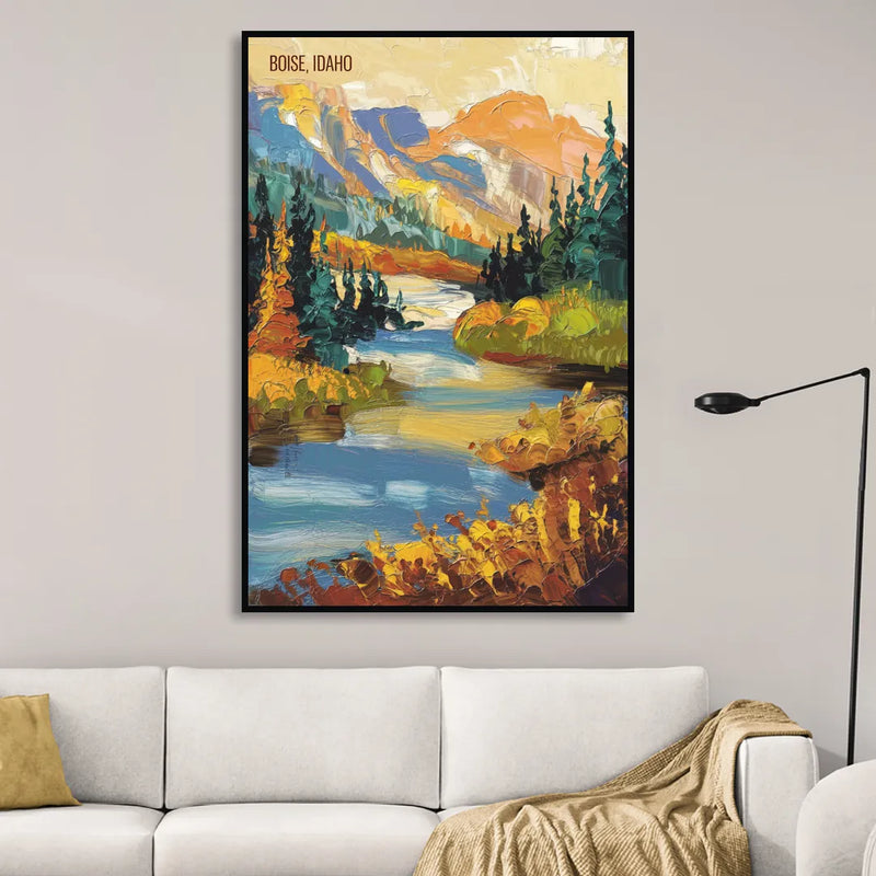 Boise Nature Escape Sitting Room - Black Canvas Wall Art