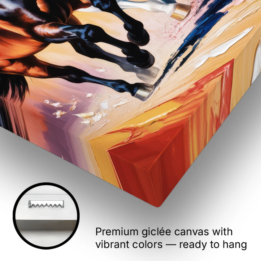 Bold Black and White Horse Duo - Canvas Wall Art - Gallery Wrap Corner