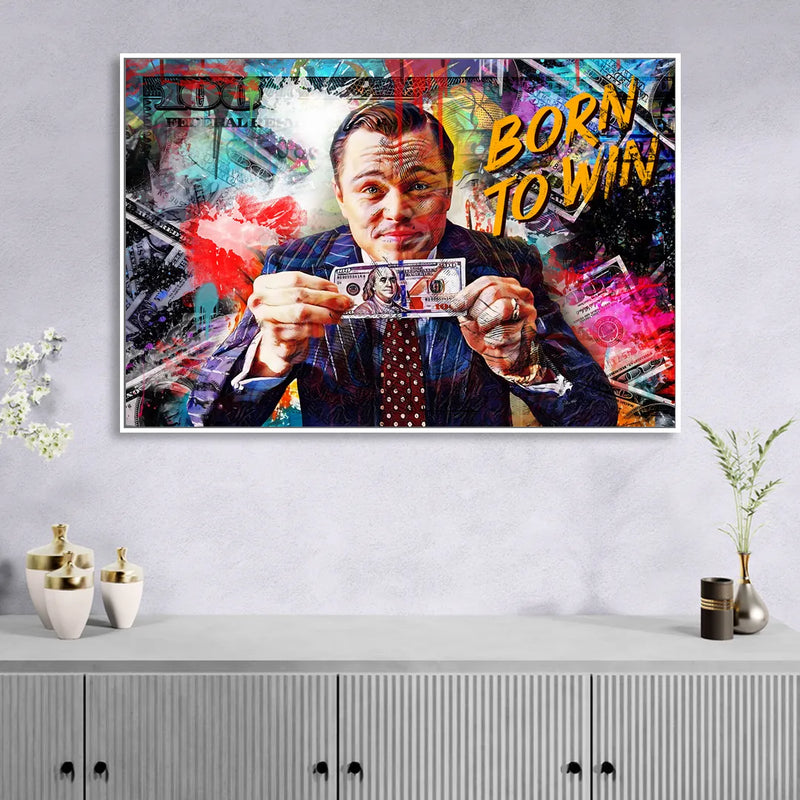 Born To Win Sitting Room - White Canvas Wall Art