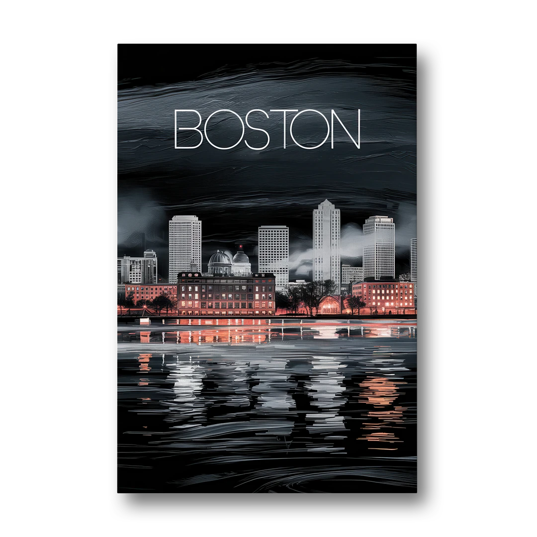 Boston Black and White Aesthetic - Canvas Wall Art - Front