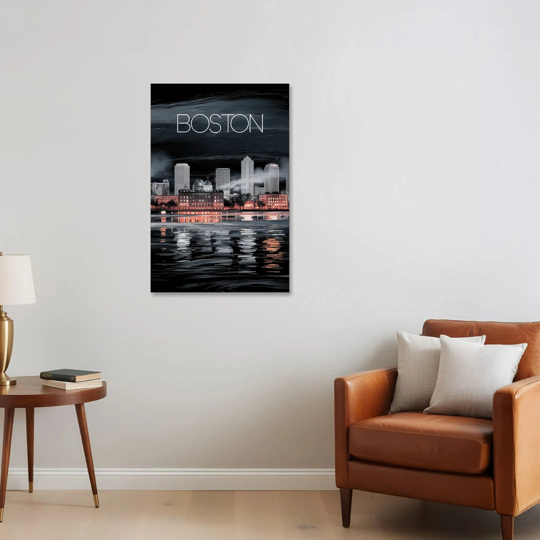 Boston Black and White Aesthetic - Canvas Wall Art - Sofa - 24x36
