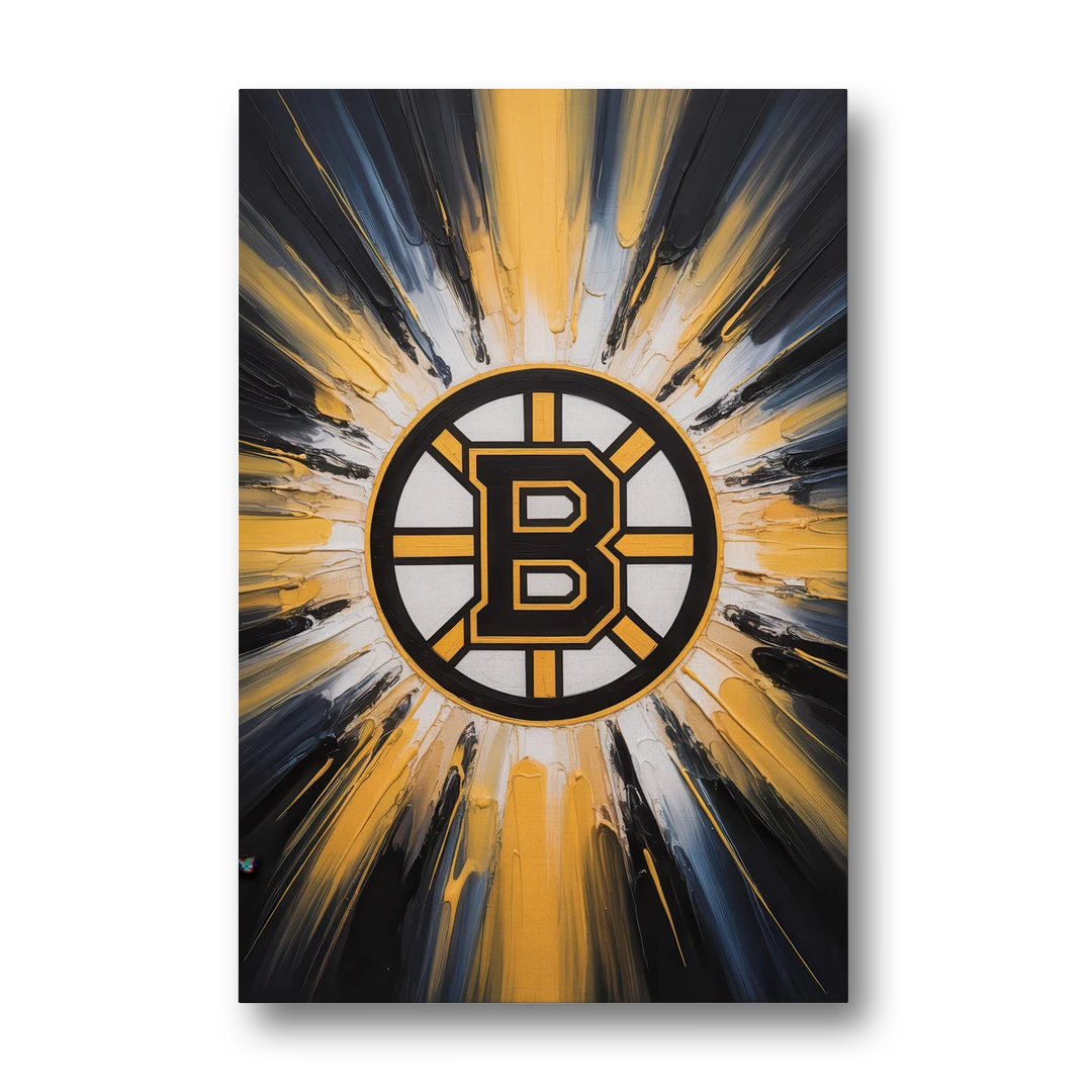 Boston Bruins Impressionistic Emblem Art - Canvas Wall Art - Front