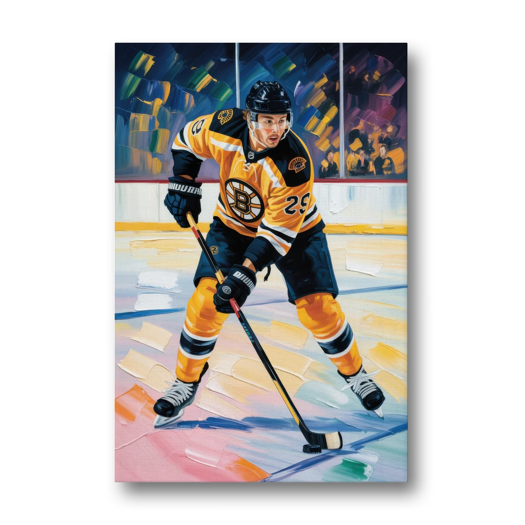 Boston Bruins Impressionistic Hockey Action Art - Canvas Wall Art - Front