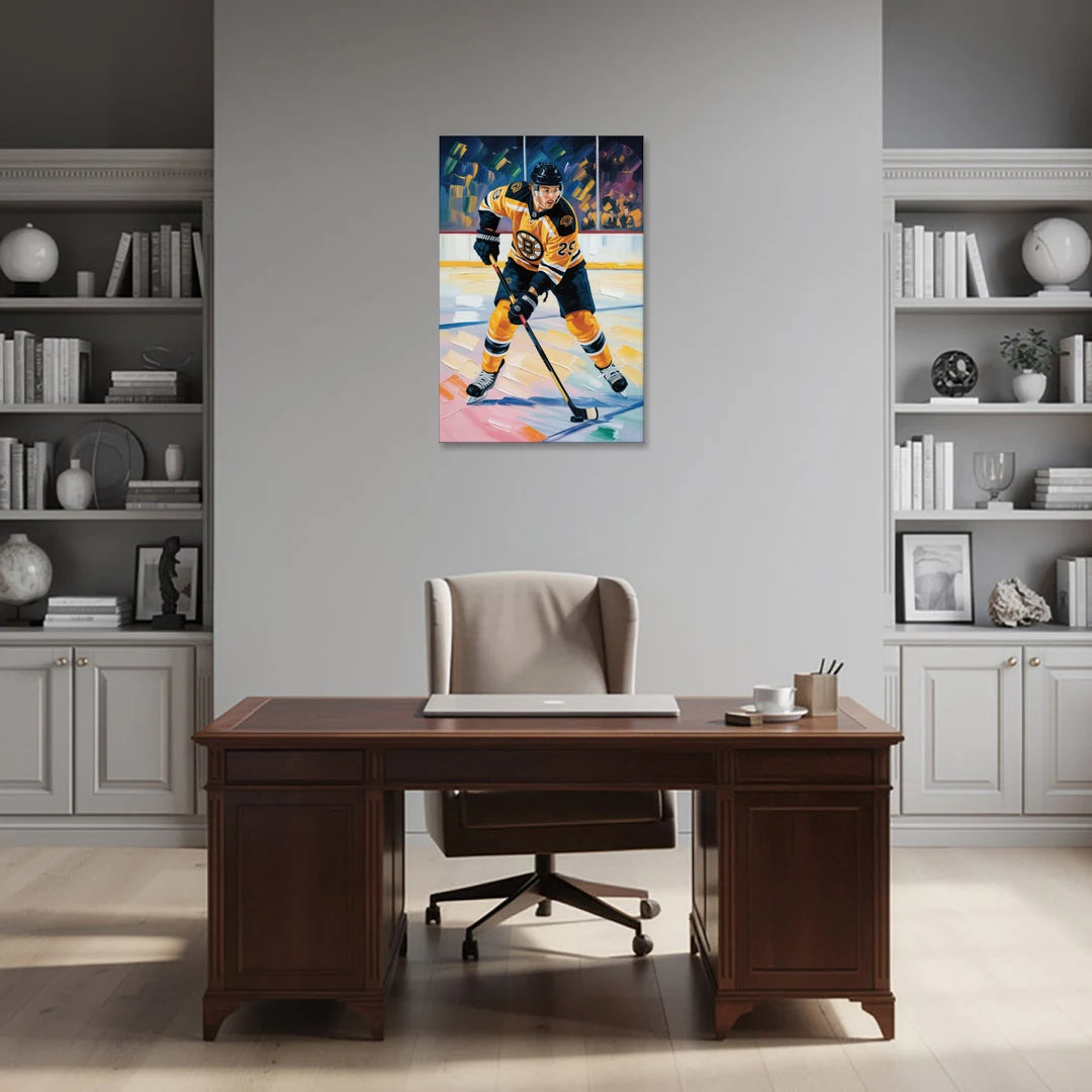 Boston Bruins Impressionistic Hockey Action Art - Canvas Wall Art - Office - 24x36