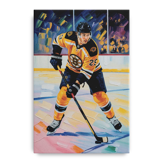 Boston Bruins Impressionistic Hockey Action Art - Canvas Wall Art