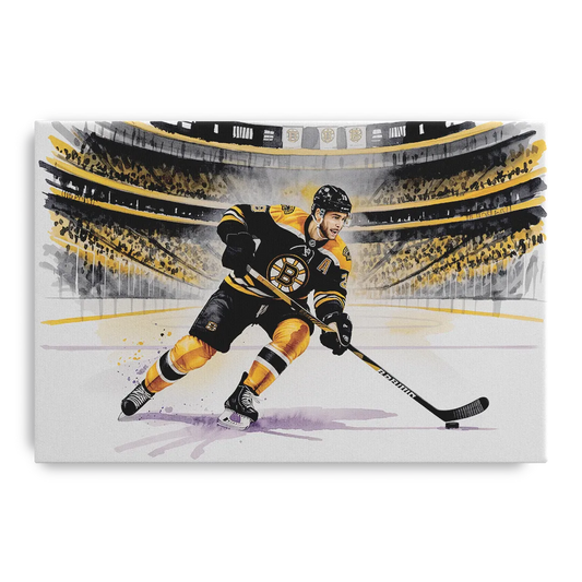 Boston Bruins Watercolor Dynamic Action at TD Garden - Canvas Wall Art