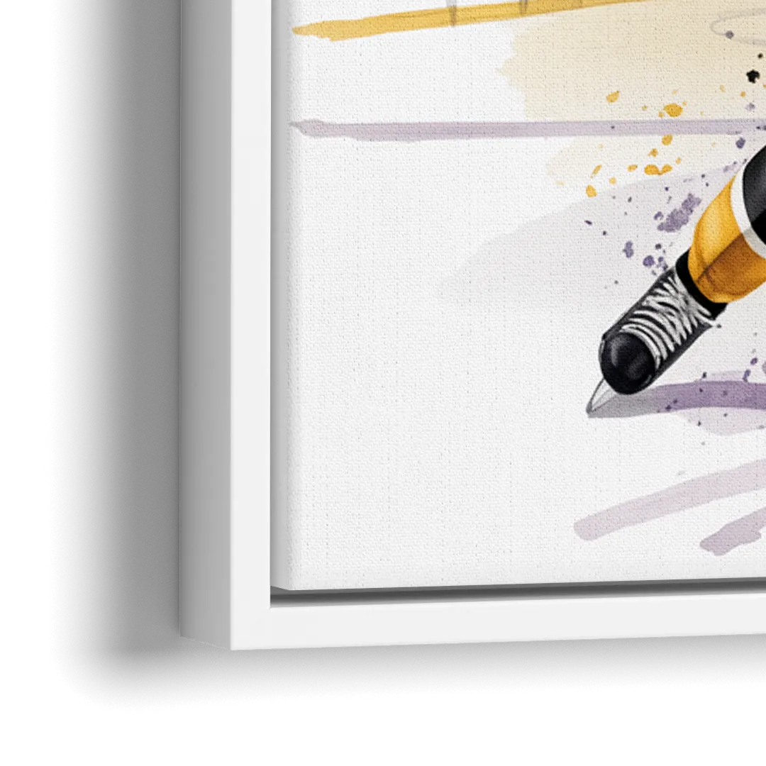 Boston Bruins Watercolor Dynamic Action at TD Garden - Close-Up White Frame Canvas