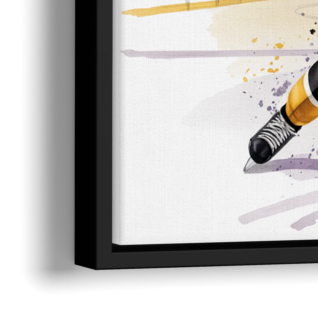 Boston Bruins Watercolor Dynamic Action at TD Garden - Close-Up Black Frame Canvas
