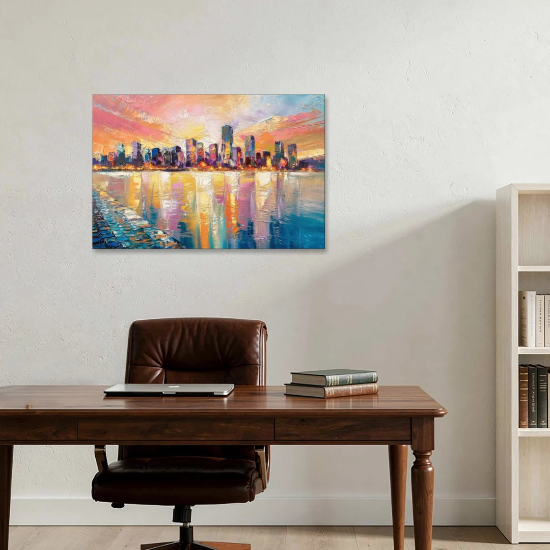 Boston Harbor Sunrise - Canvas Wall Art - Office - 36x24