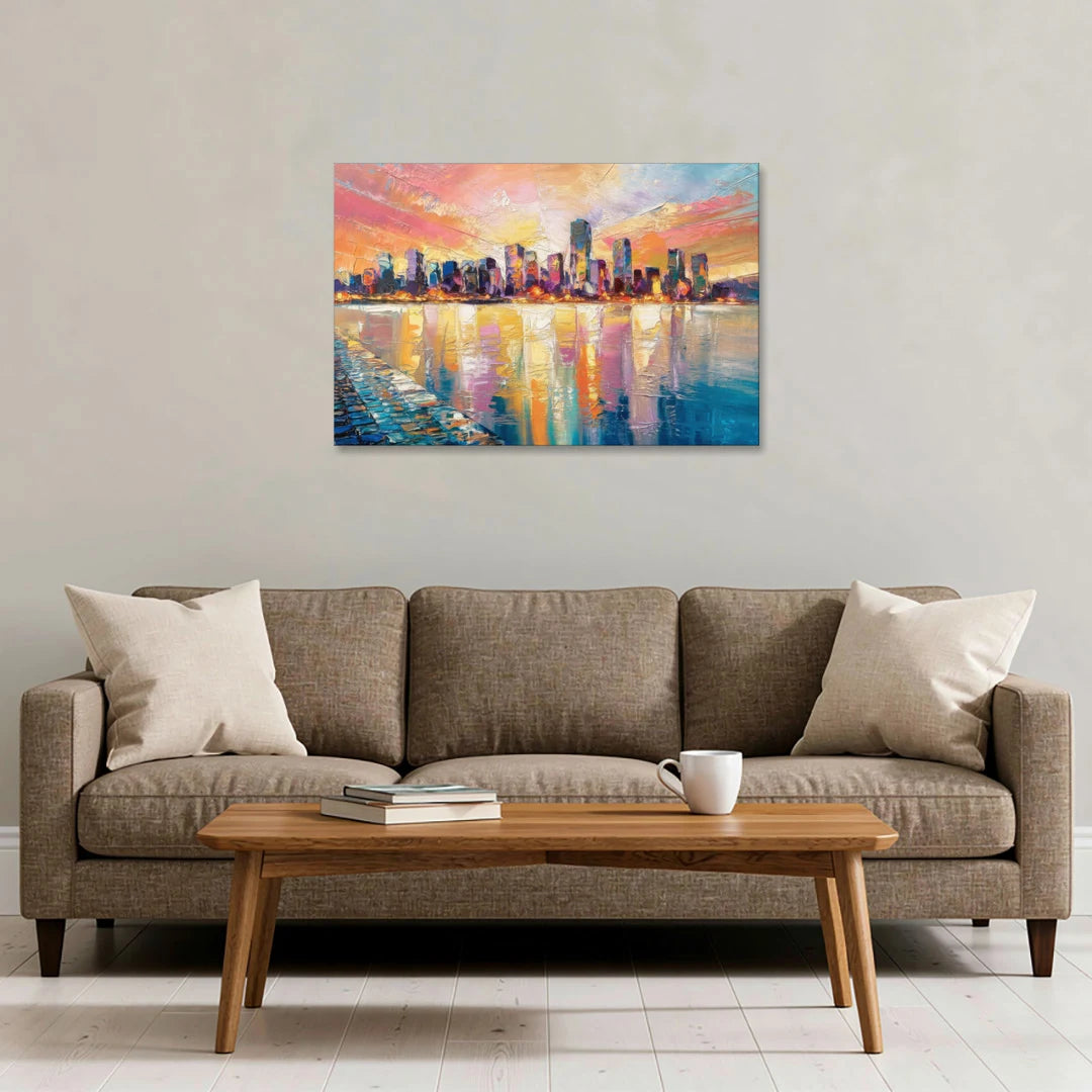 Boston Harbor Sunrise - Canvas Wall Art - Sofa - 36x24