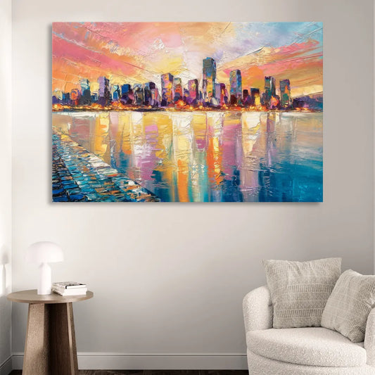 Boston Harbor Sunrise Living Room - Canvas Wall Art