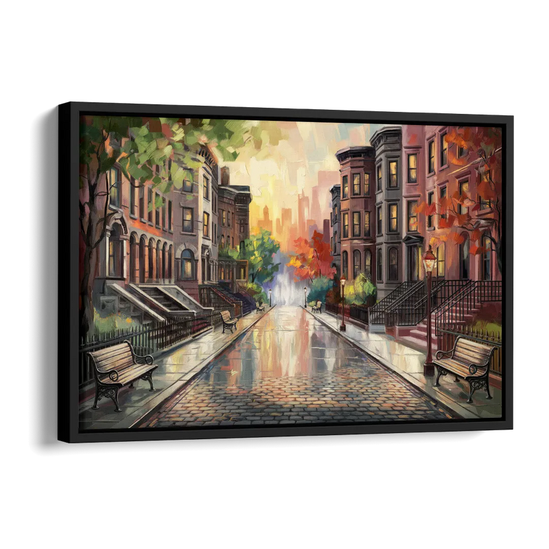 Boston Historic Neighborhoods Side - Black Canvas Wall Art