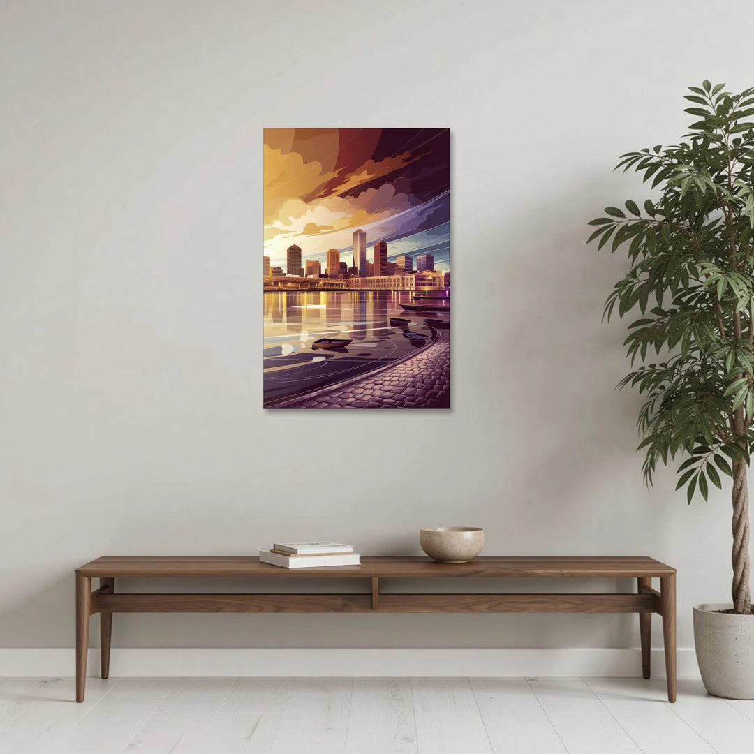 Boston Skyline at Sunset - Canvas Wall Art - Coffee Table - 24x36