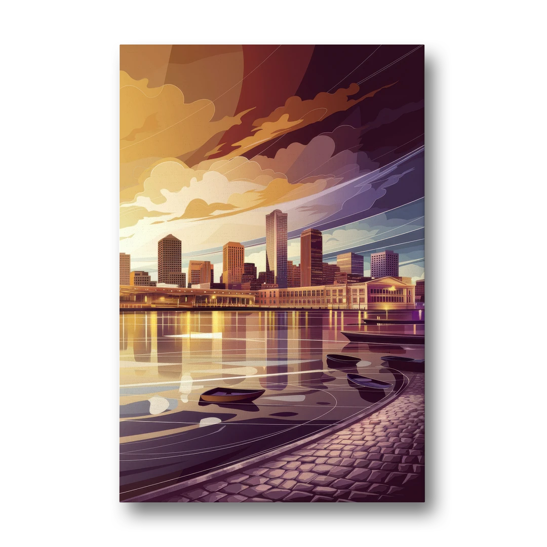 Boston Skyline at Sunset - Canvas Wall Art - Front