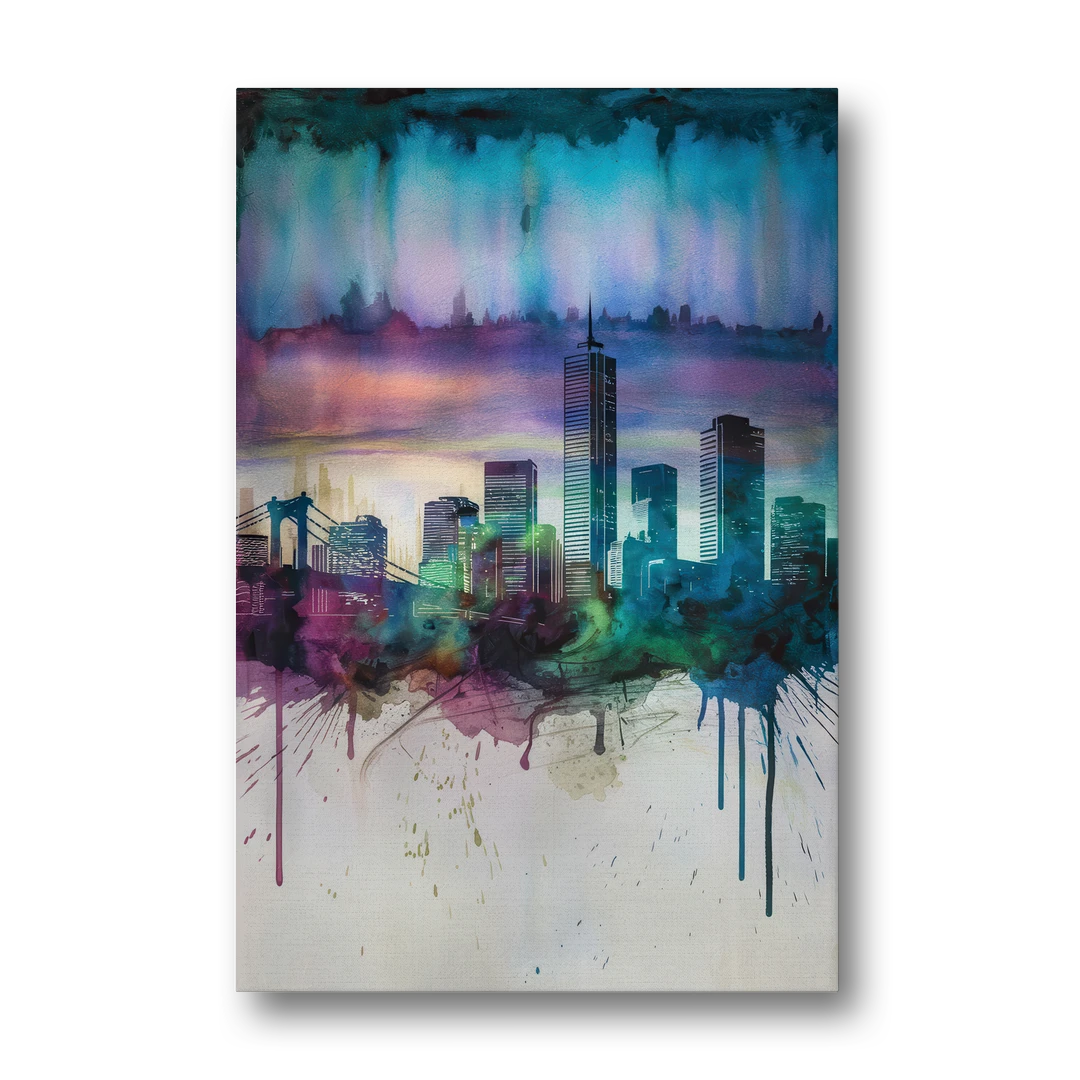 Boston Skyline in Watercolor - Canvas Wall Art - Front