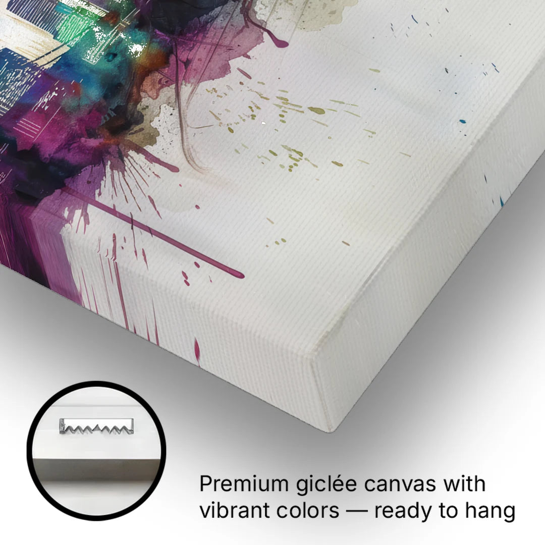 Boston Skyline in Watercolor - Canvas Wall Art - Gallery Wrap Corner
