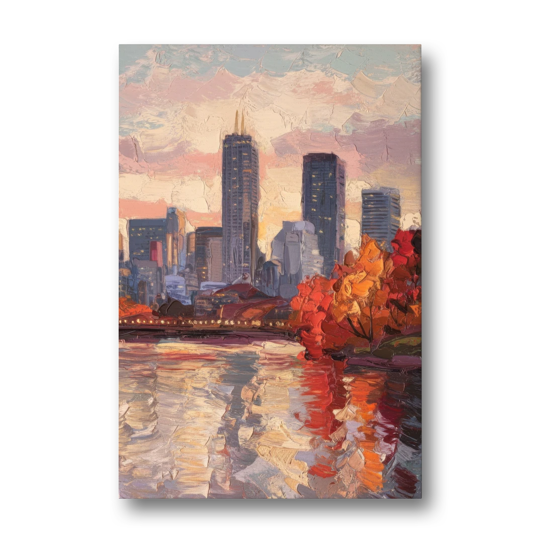 Boston Skyline with Fall Colors - Canvas Wall Art - Front