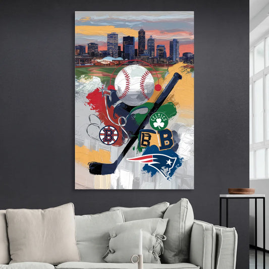 Boston Sports Teams Tribute Living Room - Canvas Wall Art