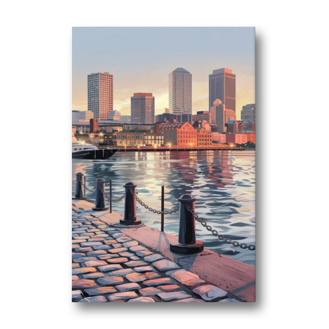 Boston Waterfront Serenity - Canvas Wall Art - Front