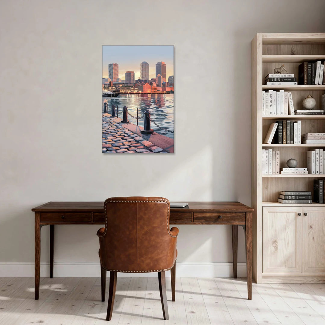 Boston Waterfront Serenity - Canvas Wall Art - Office - 24x36