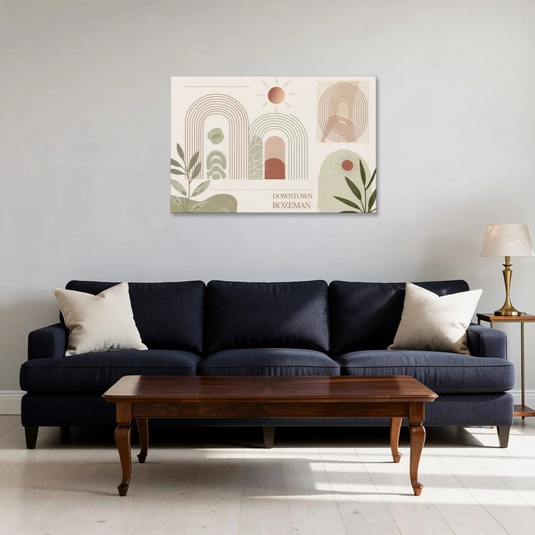 Bozeman Downtown Charm - Canvas Wall Art - Sofa - 36x24