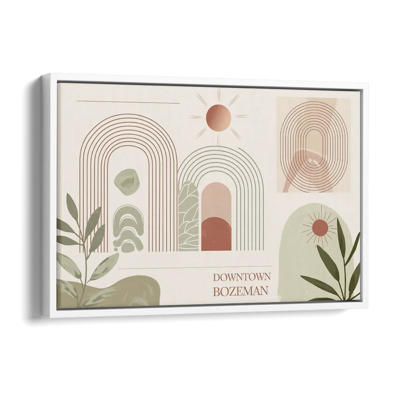 Bozeman Downtown Charm Side - White Canvas Wall Art