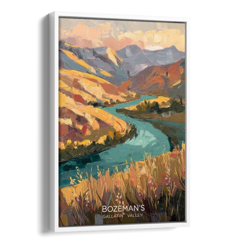 Bozeman Gallatin Valley Side - White Canvas Wall Art