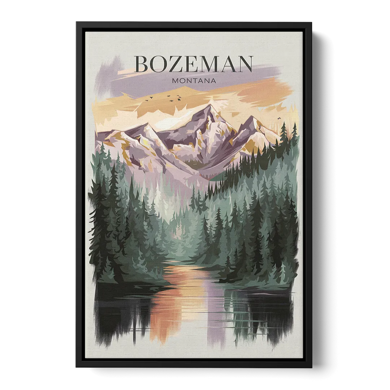Bozeman Montana Wilderness Front - Black Canvas Wall Art