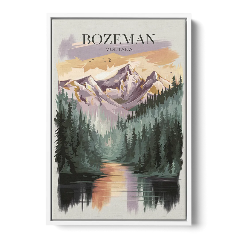 Bozeman Montana Wilderness Front - White Canvas Wall Art