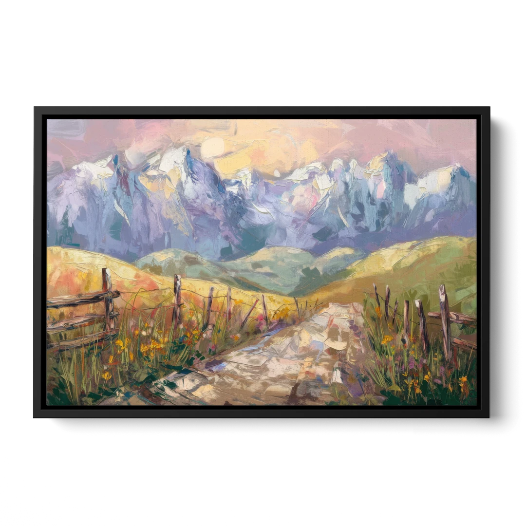 Bozeman Mountain Views - Black Framed Canvas Wall Art - Front